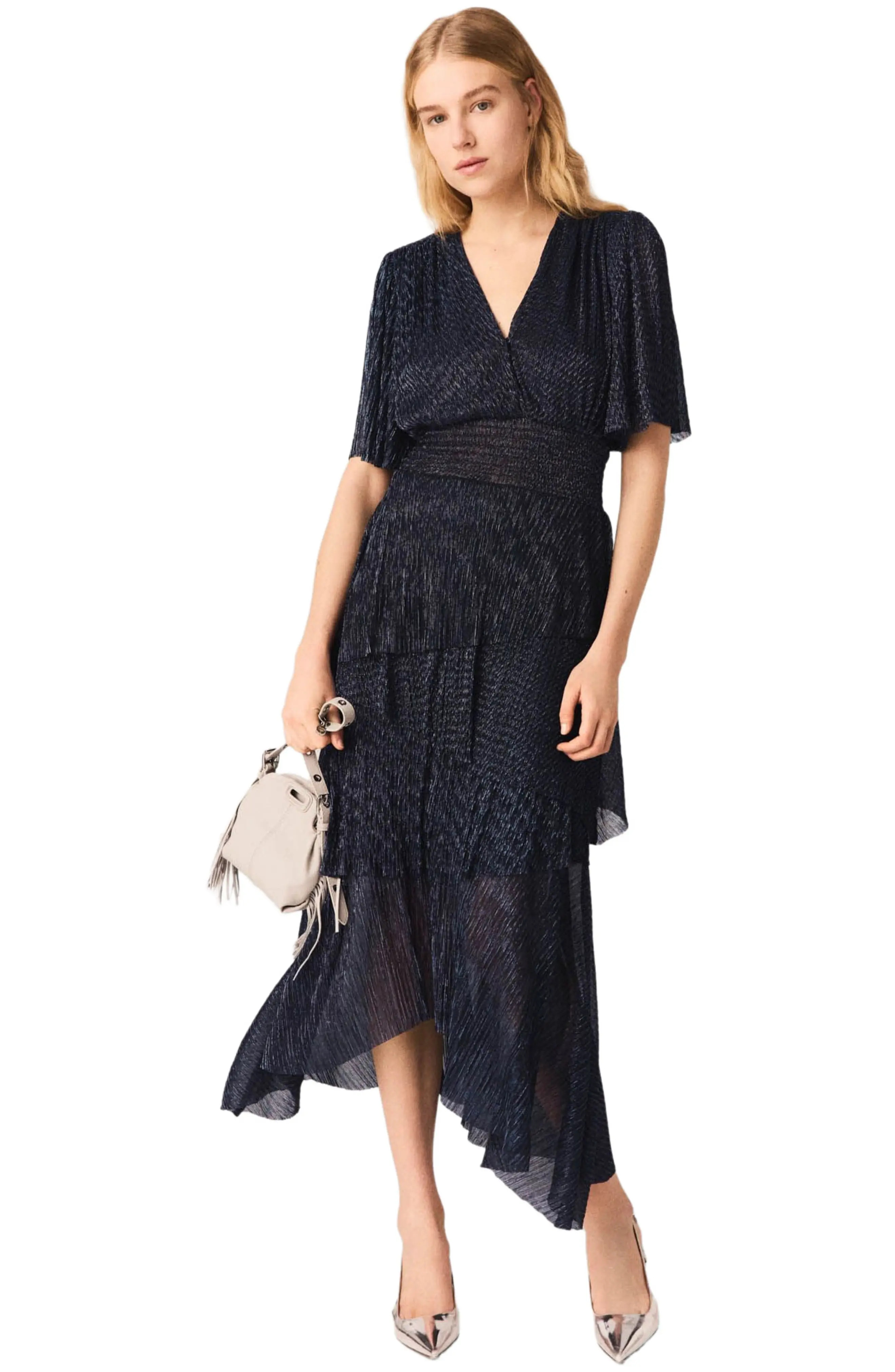 Metallic ruffled midi dress (Women) | Nordstrom | Nordstrom