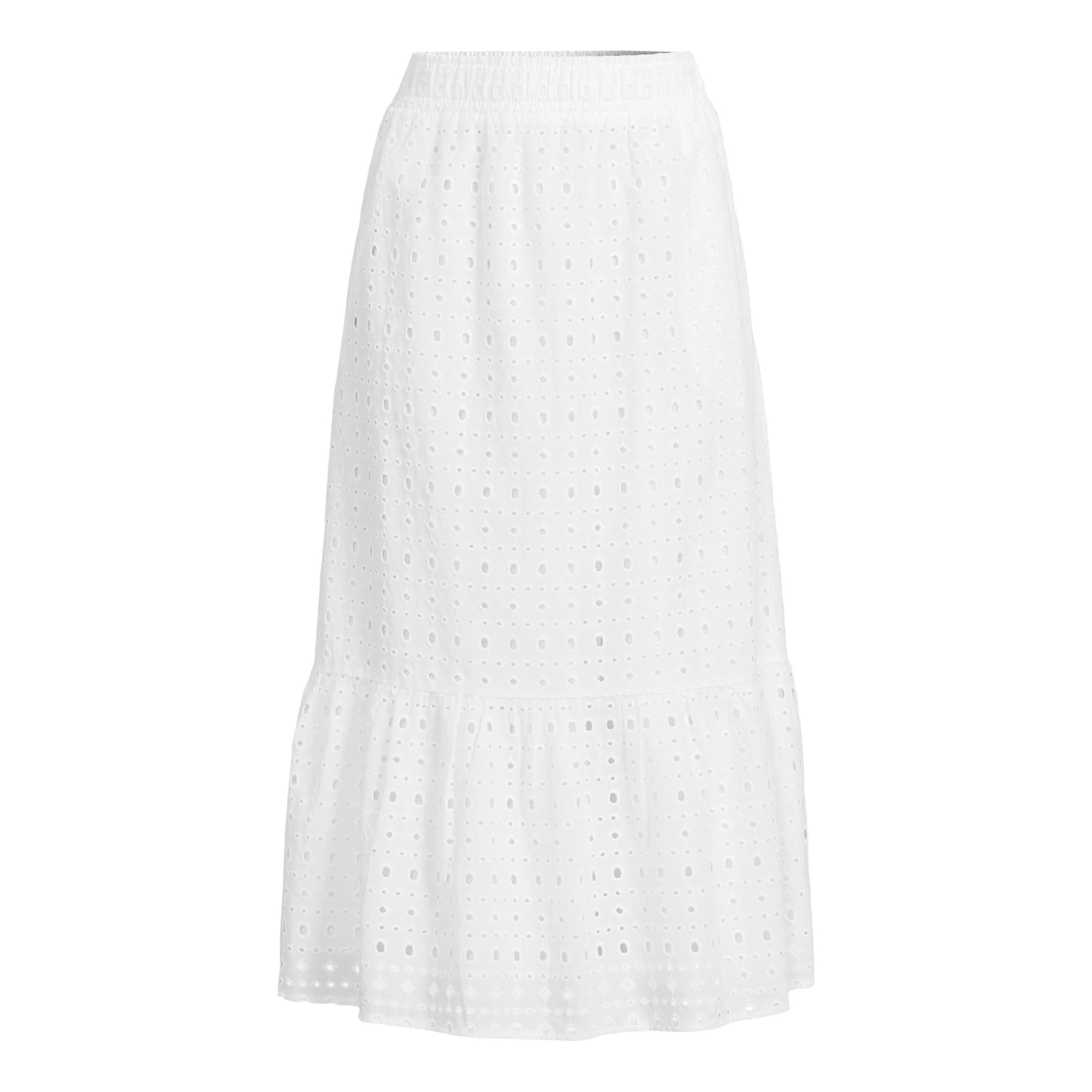 Time and Tru Women's Cotton Eyelet Midi Skirt, Sizes XS-XXXL | Walmart (US)
