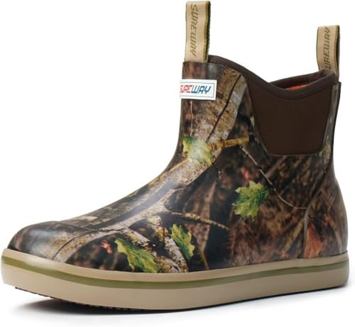 SUREWAY Women's Ankle Fishing Deck Boots for Women,Short Waterproof Neoprene Rubber Rain Boots,Lightweight Garden Work Shoes for Women,Upgraded Slip Resistant,Durable Comfortable,Camo,Size 11 | Amazon (US)