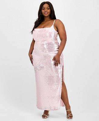 B Darlin Trendy Plus Size Sequin Square-Neck Gown - Macy's | Macy's