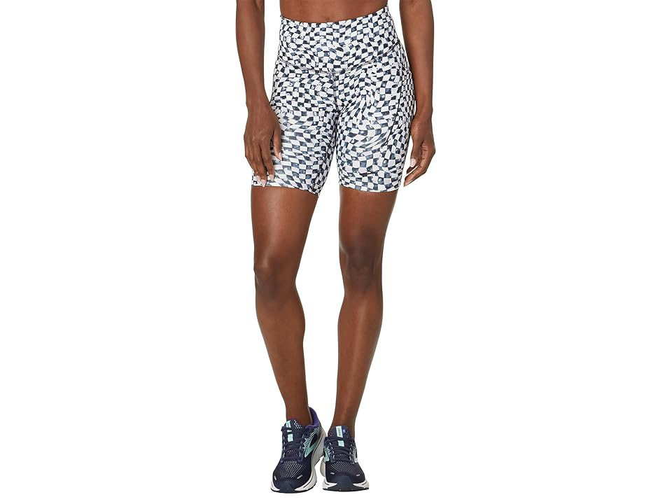 Brooks Spark 8 Short Tights (Speed Check Black/White) Women's Clothing | Zappos