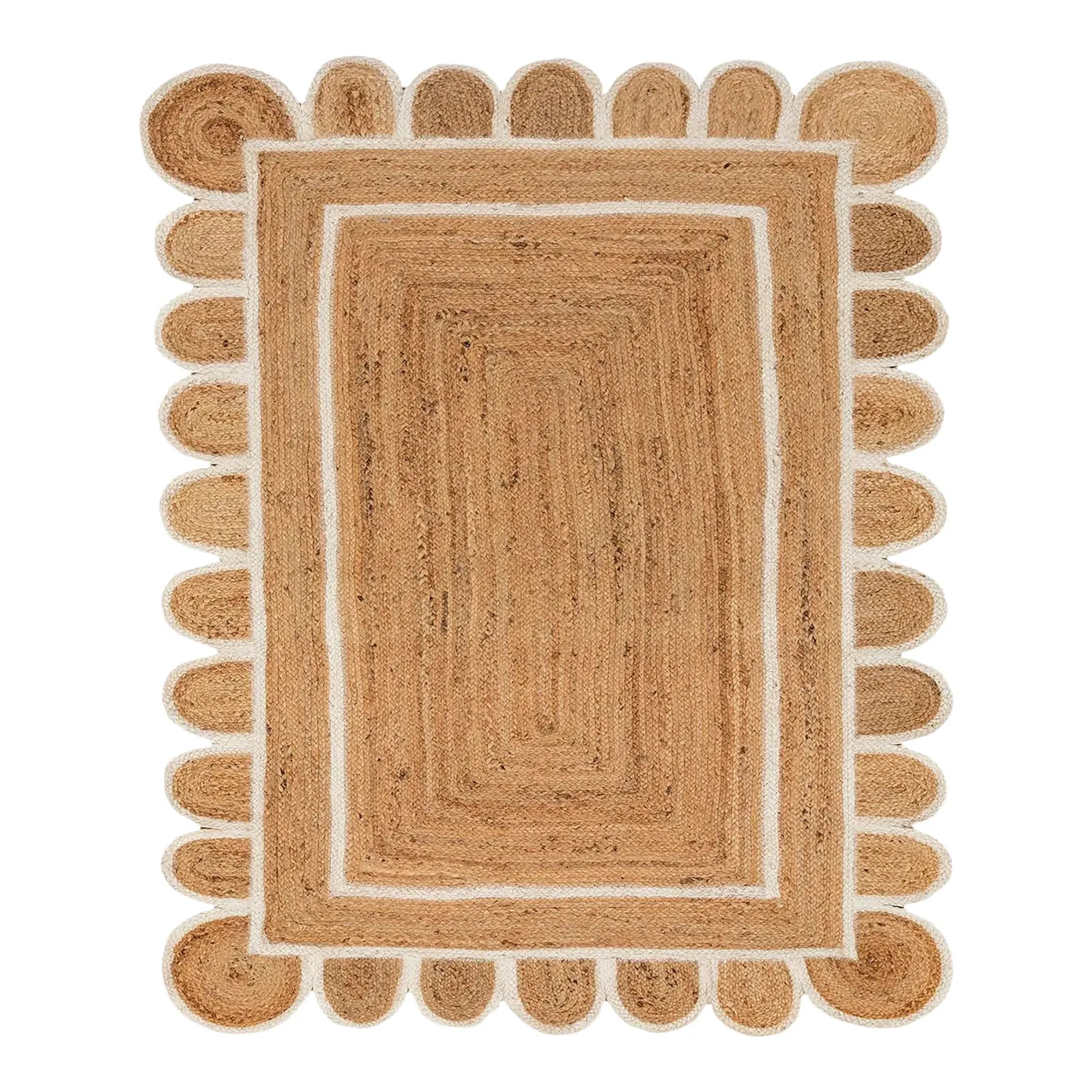 Scallop White Jute Scallop Hand Made Rug | Chairish