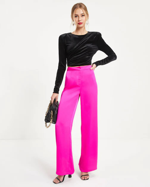 Gabriella High Waisted Wide Leg Pants - Fuchsia | VICI