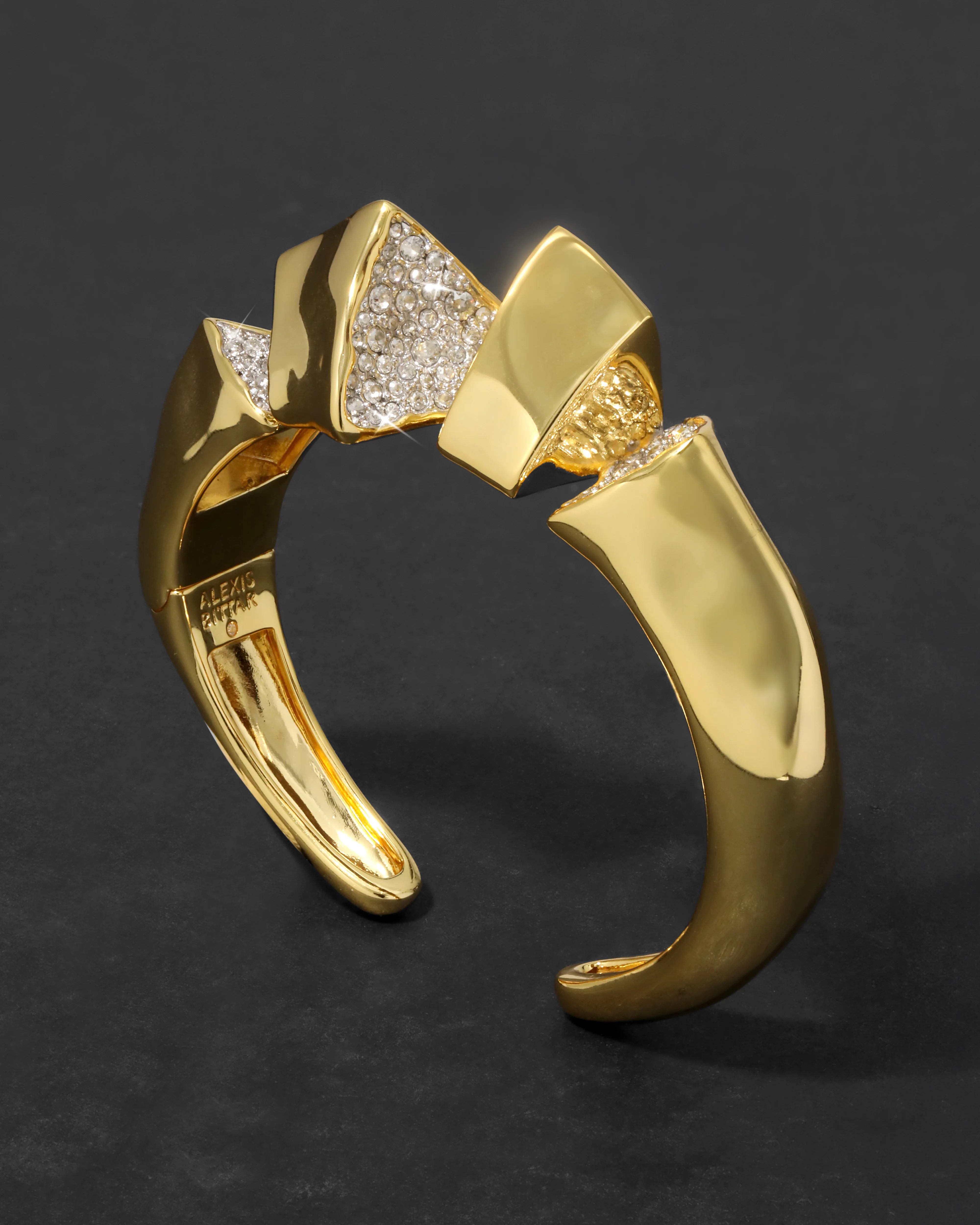 Solanales Crystal Peak Hinge 14k Gold Plated Cuff Bracelet | Alexis Bittar