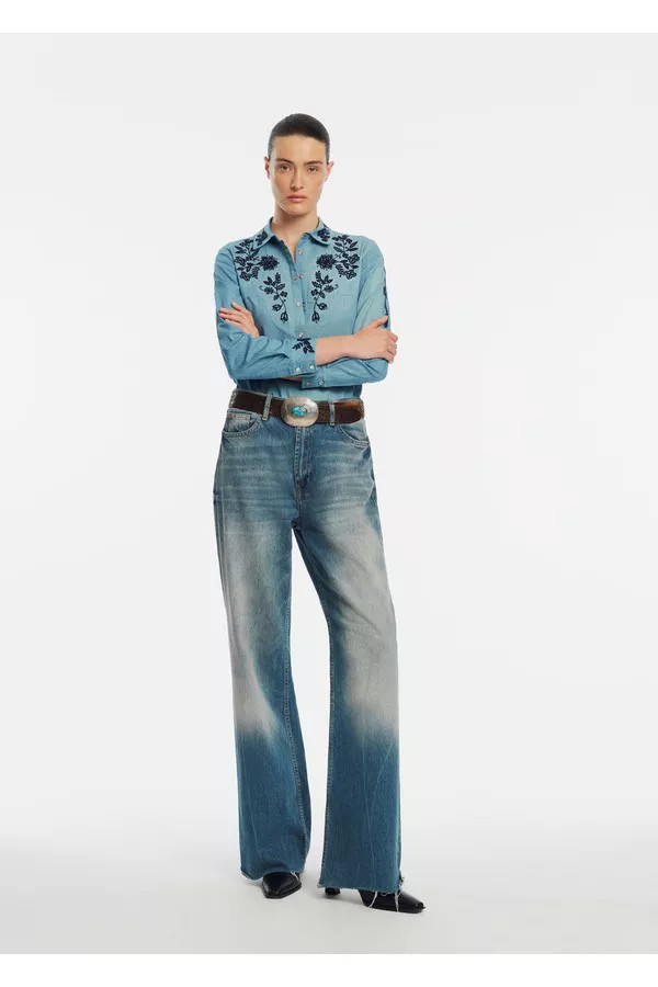 Floral Seed Bead Classic Ranch Shirt by Lela Rose | The Mile