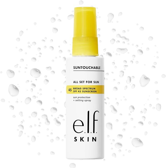 e.l.f. SKIN All Set For Sun SPF 45 Setting Spray, Clear Makeup Setting Mist + Sunscreen, Weightle... | Amazon (US)