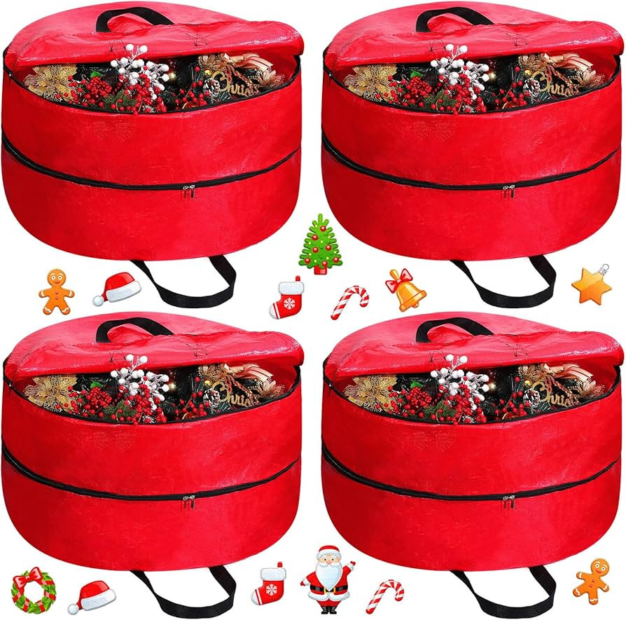 Double Layer Christmas Wreath Storage Container Bags Double Wreath Storage Container Zippered Wre... | Amazon (US)