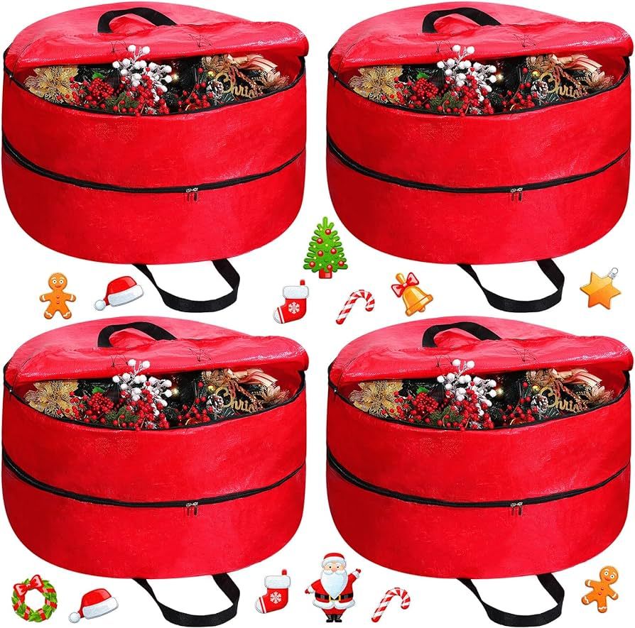 Double Layer Christmas Wreath Storage Container Bags Double Wreath Storage Container Zippered Wre... | Amazon (US)