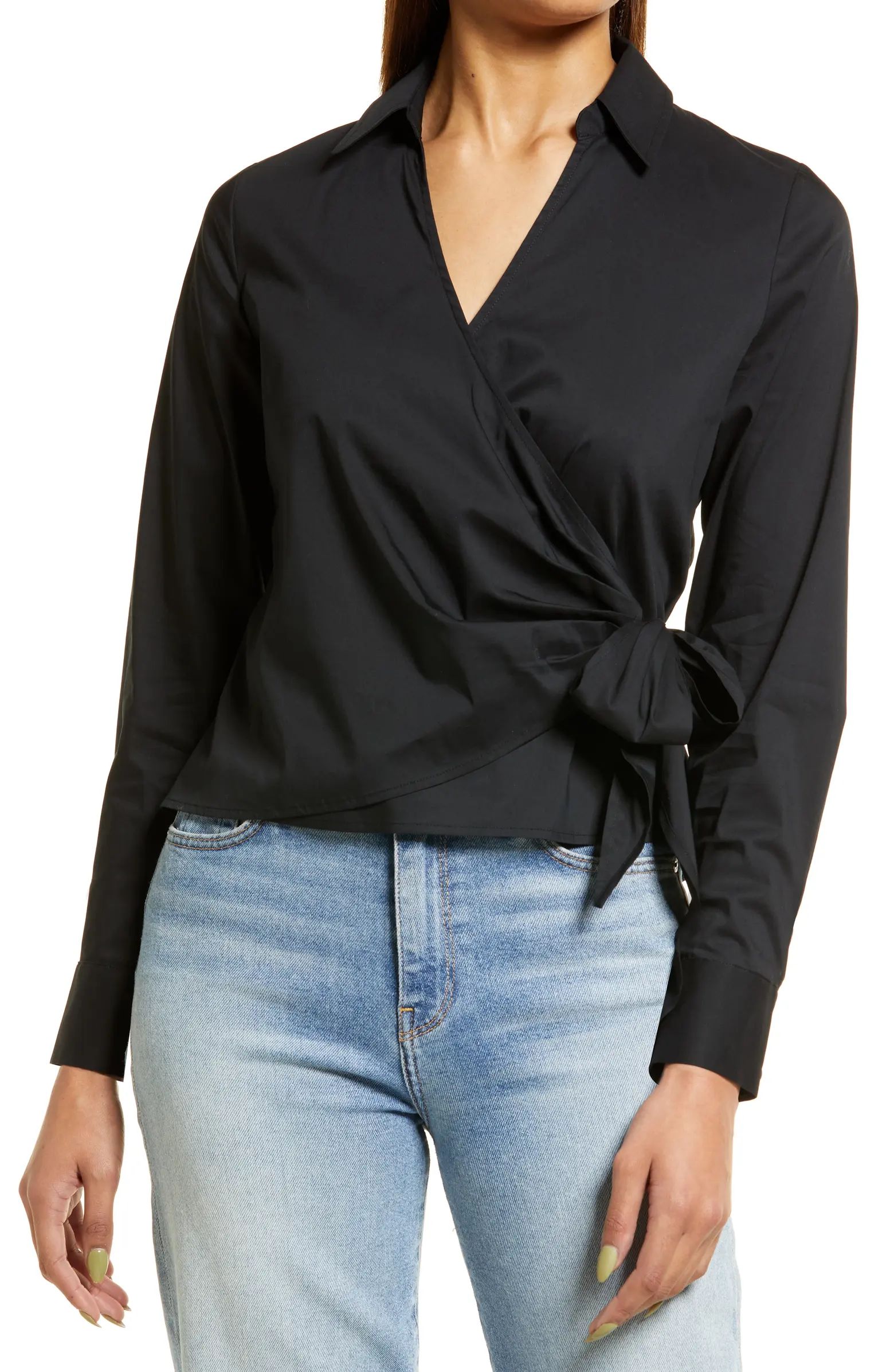 Halogen® Tie Side Poplin Shirt | Nordstrom | Nordstrom