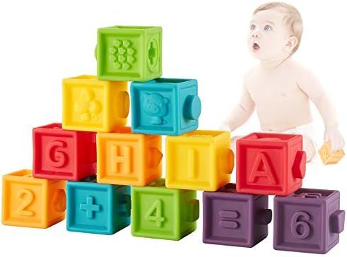 Bu-buildup BBU.02.001 Squeeze Baby Blocks, Soft Building Blocks for Toddlers, Teething Chewing To... | Amazon (US)