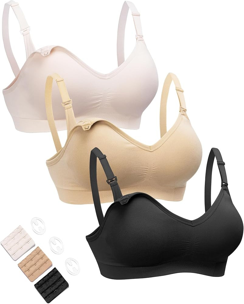 HOFISH Maternity Nursing Bra for Breastfeeding Pregnancy Wireless Bralette with Pads, Extenders &... | Amazon (US)