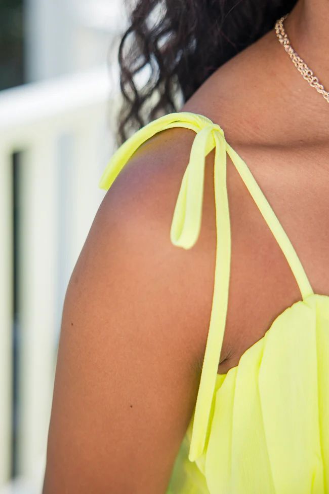 Starlit Skies Yellow Ruffle Detail Tie Strap Maxi Dress SALE | Pink Lily