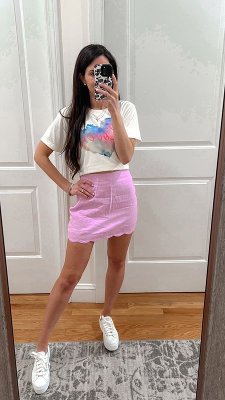 Sumner outfit ; Abercrombie outfit ; pink outfit ; skort outfit ; Taylor swift shirt ; lover tee ; white sneakers 

#LTKSeasonal #LTKstyletip #LTKfindsunder50