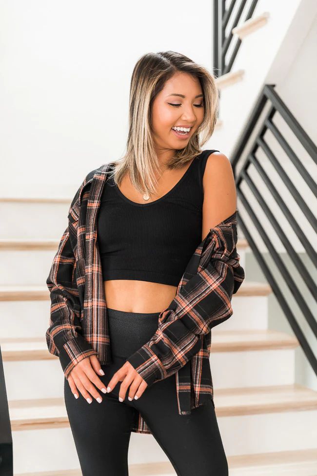 All I Ever Wanted Black Plaid Button Front Blouse | Pink Lily