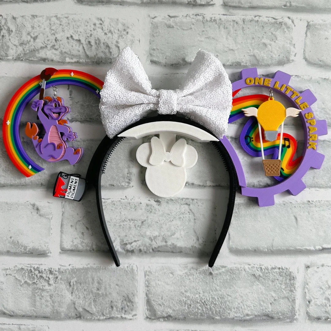 One Little Spark Mouse Ears: Figment Epcot Festival of Arts, Interchangeable 3D Printed - Etsy | Etsy (US)