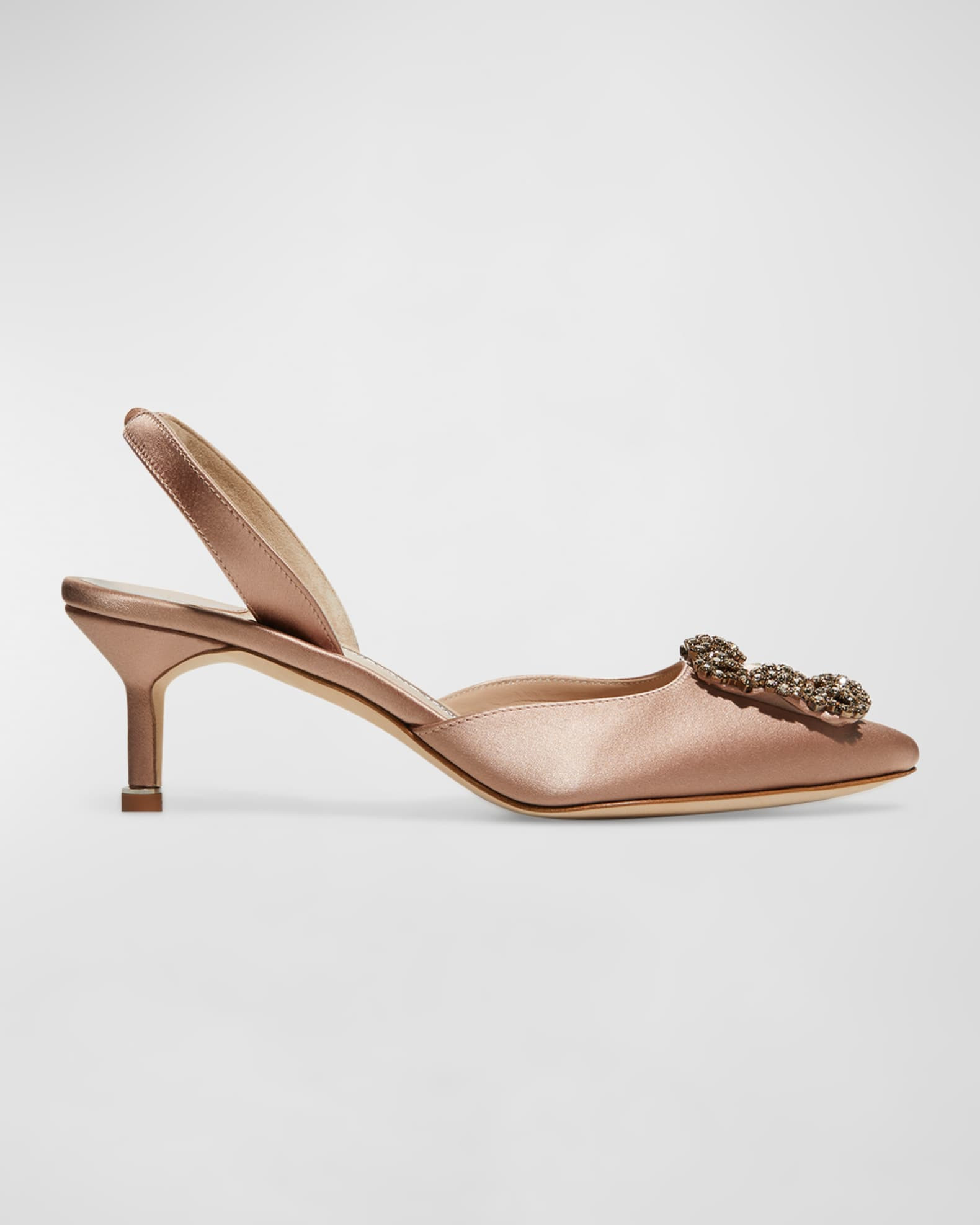 Hangisi Kitten-Heel Satin Slingback Pumps | Neiman Marcus