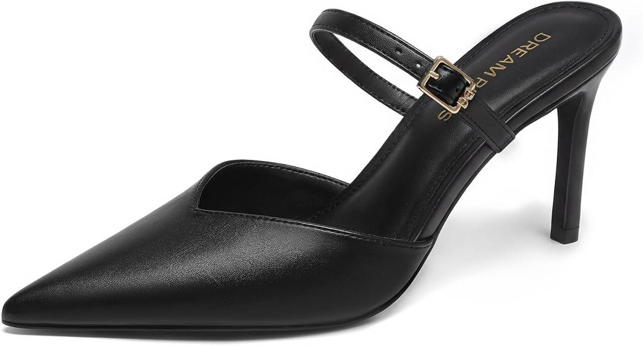 DREAM PAIRS Womens Closed Pointed Toe High Heels Mules | Amazon (US)