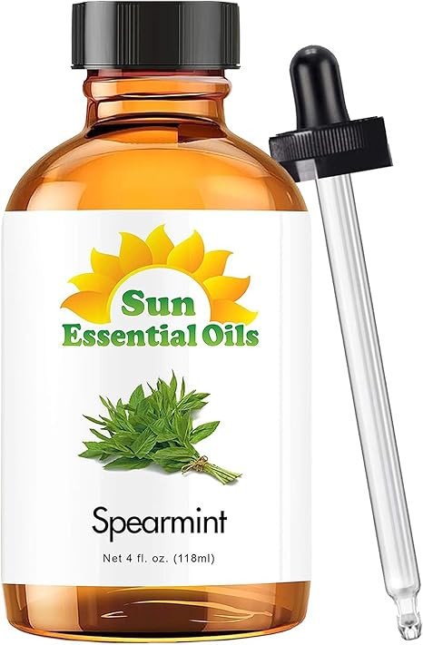 Sun Organic Spearmint Essential Oil 4 Fluid Ounces for Diffuser, Spearmint Aromatherapy and Candl... | Amazon (US)