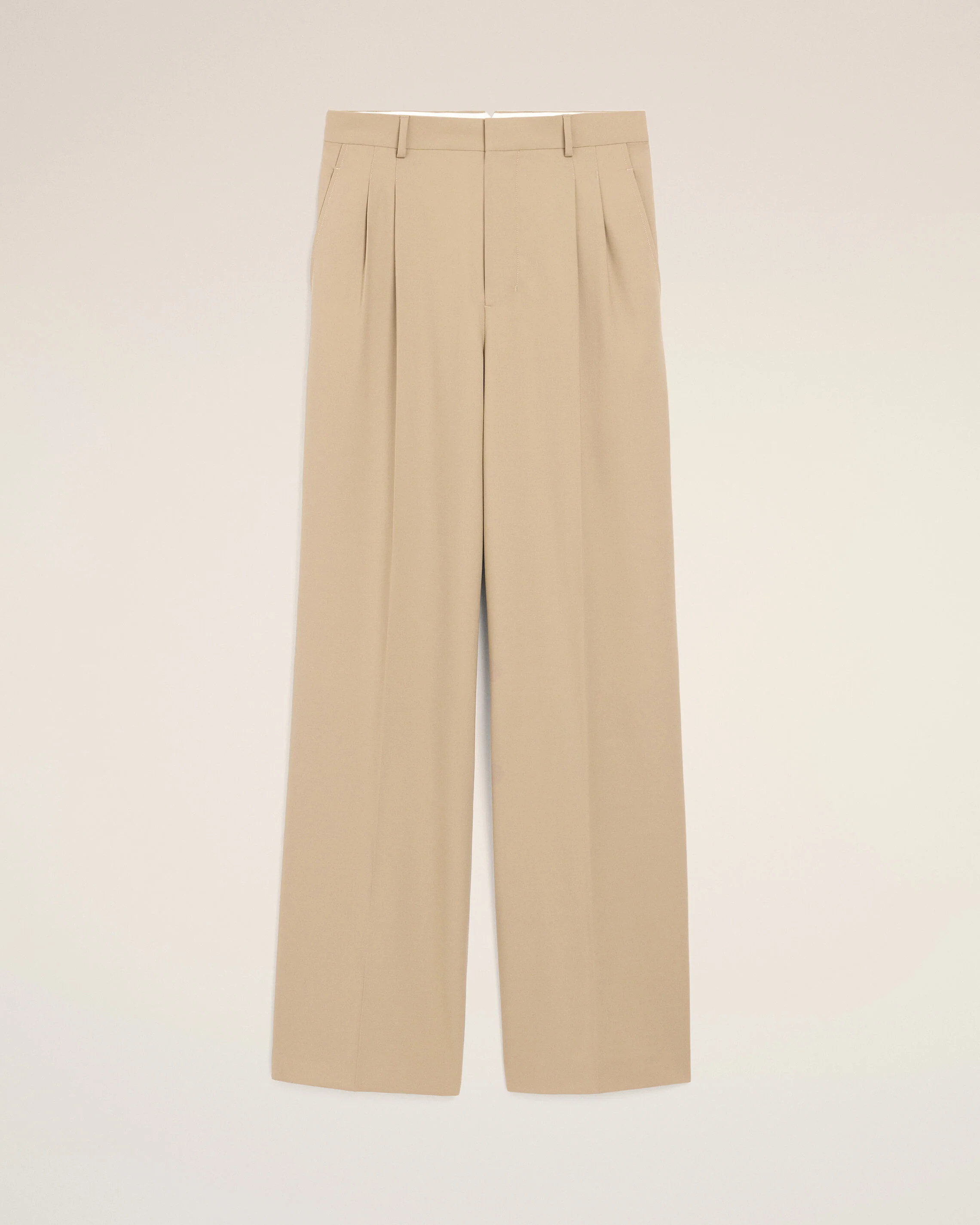 TAUPE BEIGE Beige New Wool Low Waist Wide Trousers | Ami Paris | AMI Paris FR