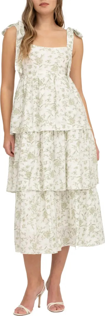 Floral Empire Waist Tiered Midi Dress | Nordstrom Rack