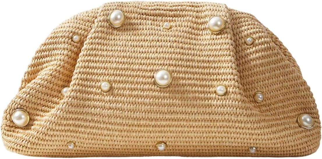 QWINEE Women's Woven Evening Bag Dumpling Clutch Purse No Strap Handbags Elegant Faux PU Leather ... | Amazon (US)