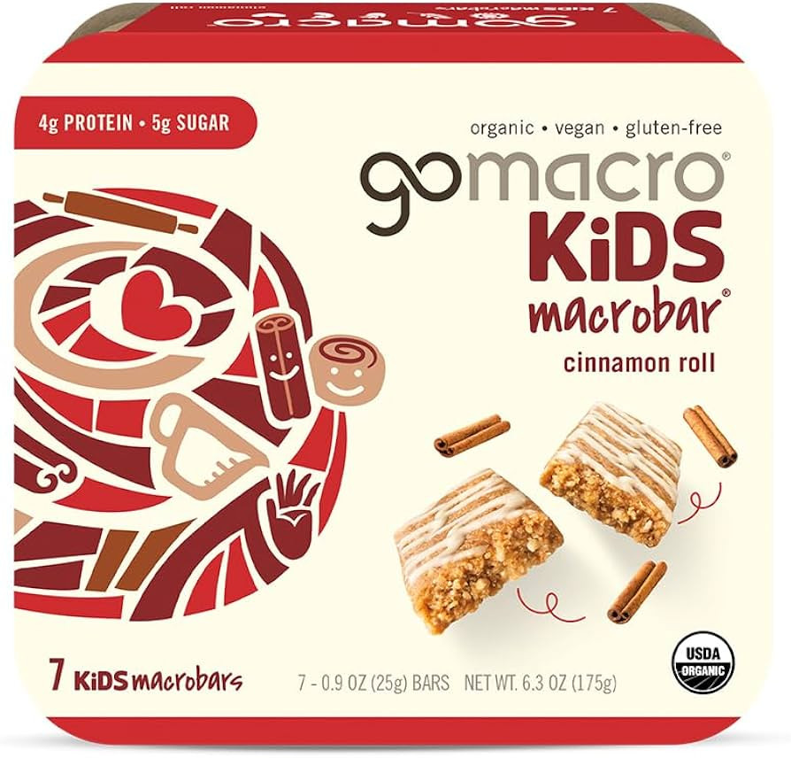 GoMacro Kids MacroBar Organic Vegan Snack Bars - Cinnamon Roll (0.90 Ounce Bars, 7 Count) | Amazon (US)