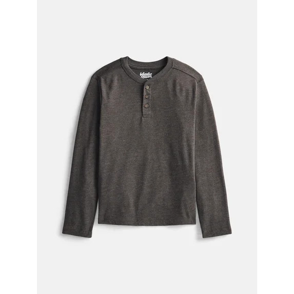 Wonder Nation Boys Henley Shirt with Long Sleeves, Sizes 4-18 | Walmart (US)
