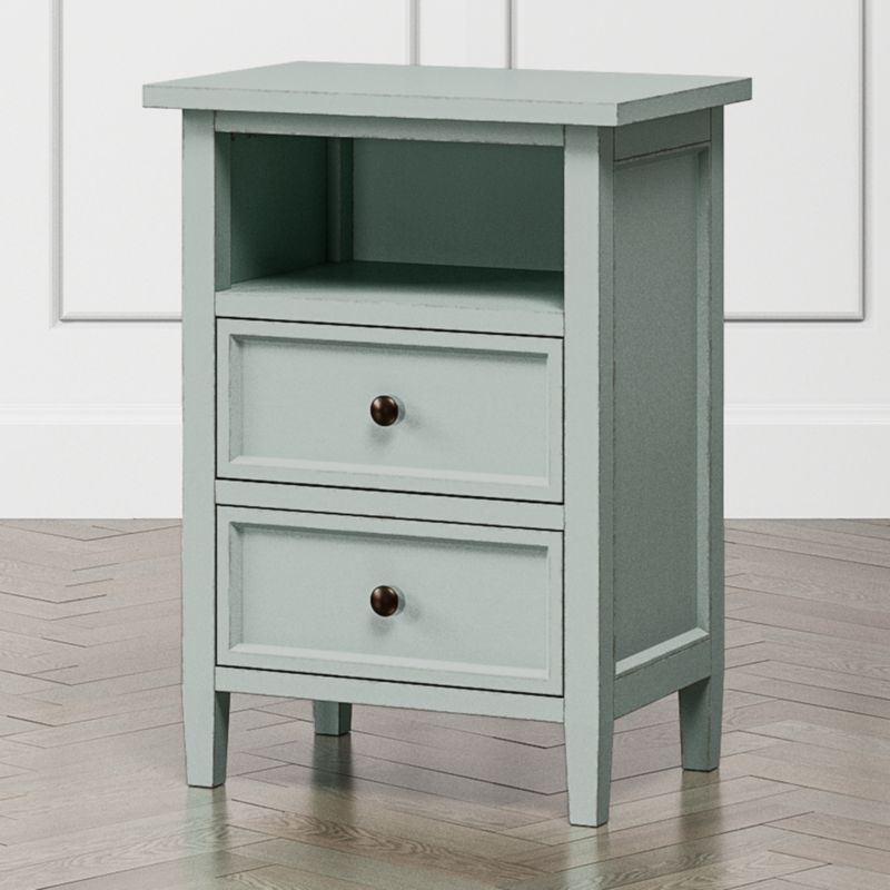 Harbor Blue Grey 2-Drawer Nightstand + Reviews | Crate and Barrel | Crate & Barrel