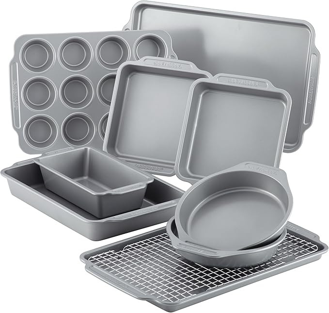 Farberware Nonstick Steel Bakeware Set with Cooling Rack, Baking Pan and Cookie Sheet Set with No... | Amazon (US)