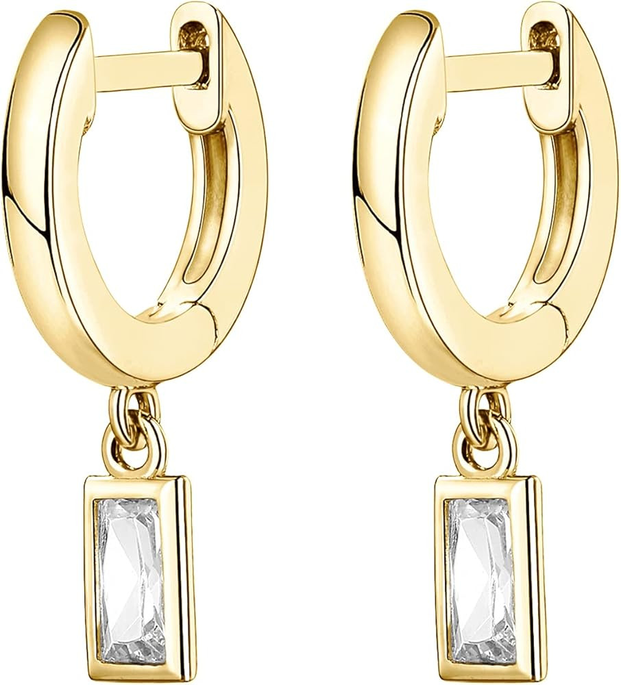 PAVOI 14K Gold Plated S925 Sterling Silver Post Drop/Dangle Huggie Earrings for Women | Dainty Earri | Amazon (US)