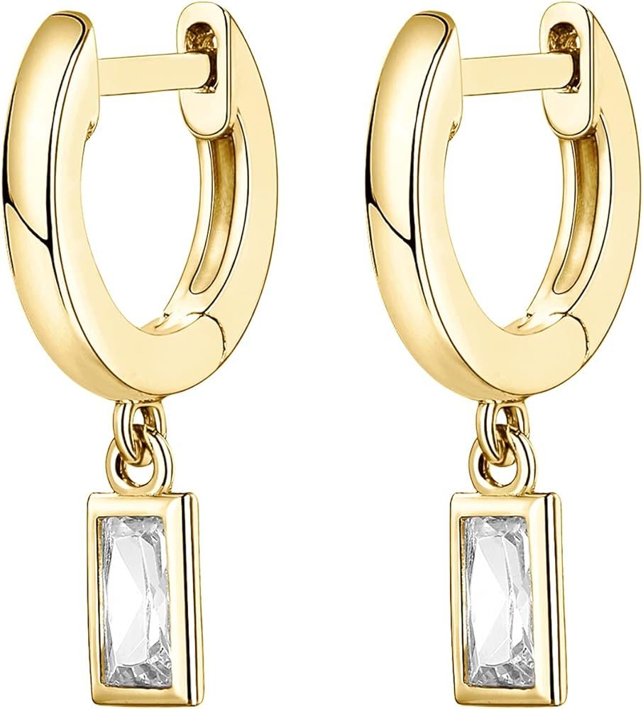 PAVOI 14K Gold Plated S925 Sterling Silver Post Drop/Dangle Huggie Earrings for Women | Dainty Earri | Amazon (US)