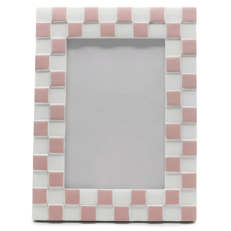 OneDesign Home 4X6 Blush & Cream Resin Textured Checkerboard Tabletop Picture Frame | Walmart (US)