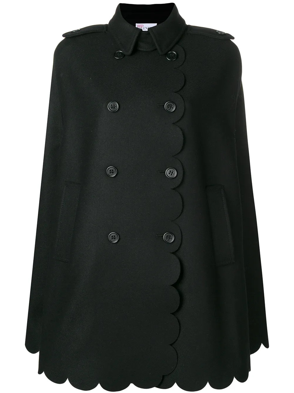Red Valentino Armure scallop detail coat - Black | FarFetch US
