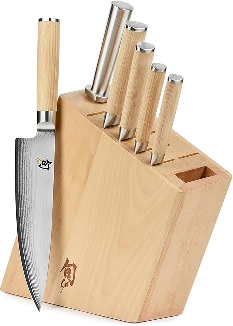 Shun Classic Blonde 7 Piece Knife Set with Angled Birch Block | Amazon (US)