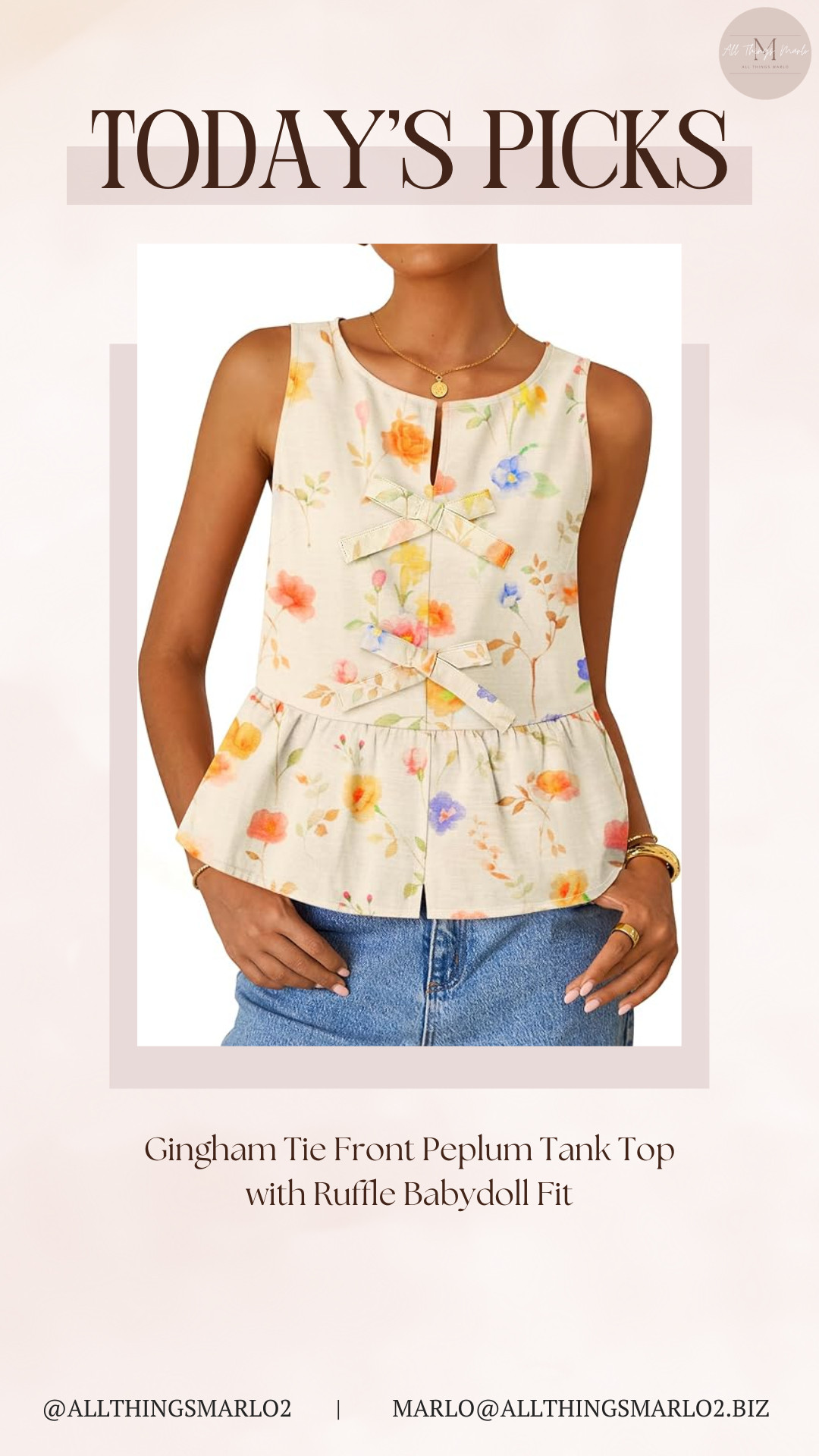 Gingham Tie Front Peplum Tank Top with Ruffle Babydoll Fit 

 #LTKSeasonal #LTKWorkwear #LTKTravel