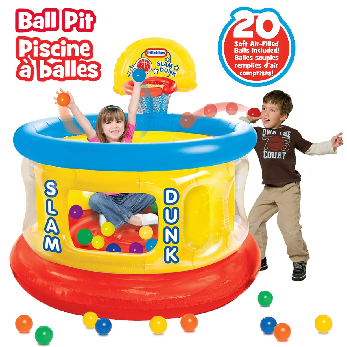 Little Tikes Slam Dunk Big Ball Pit, Inflatable Basketball Hoop and Balls for Kids Ages 3-6 | Walmart (US)