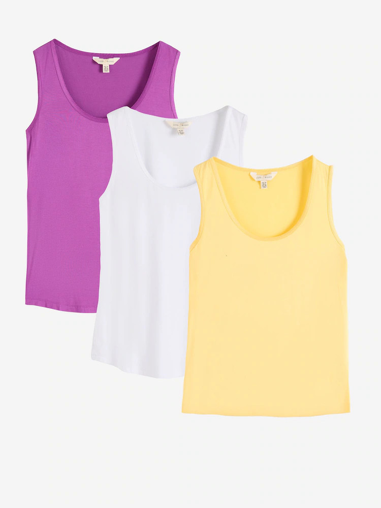 X3 Ivory, Purple and Yellow - Love & Roses Satin Trim Scoop Neck Vest | Next EU
