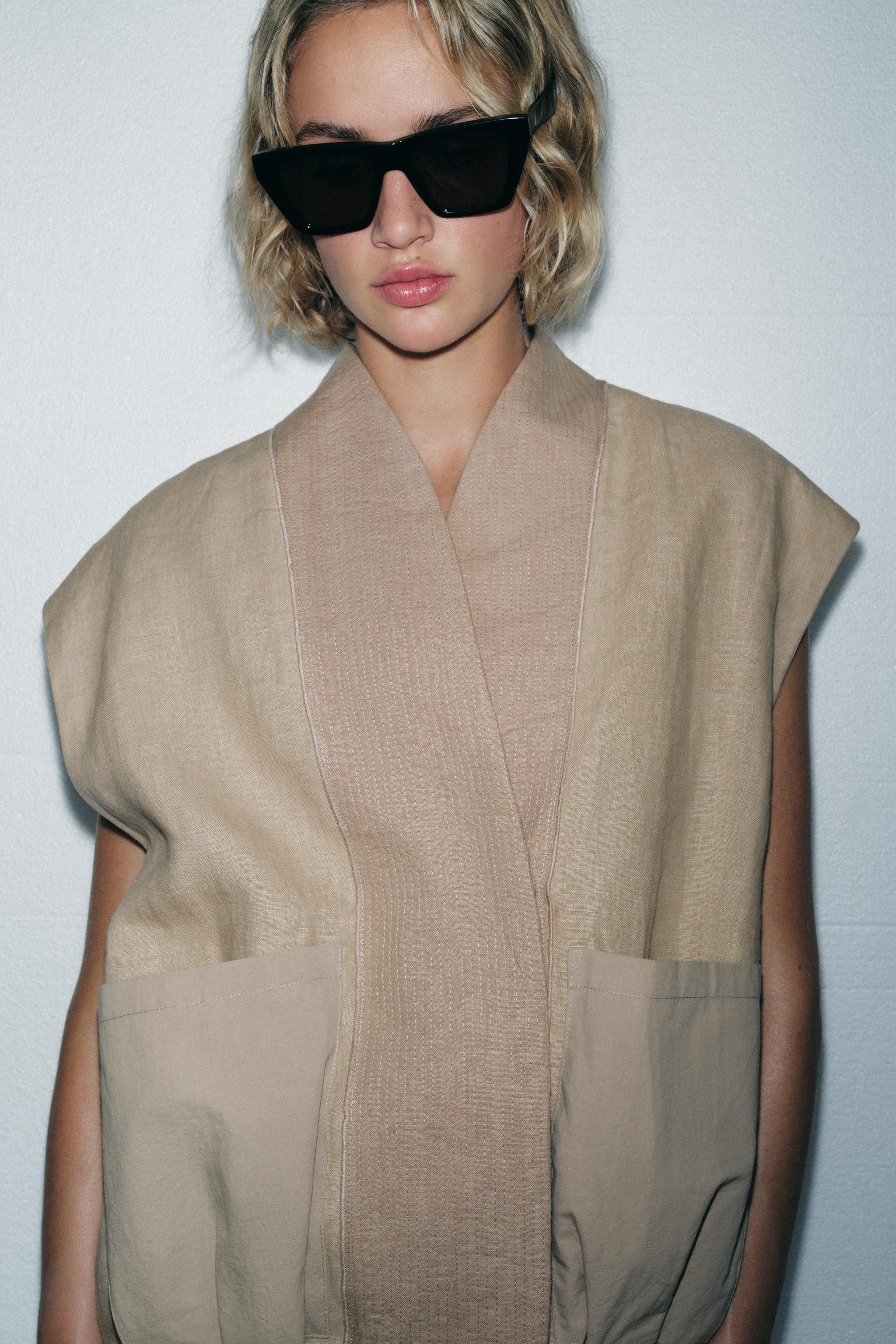 LIMITED EDITION 100% LINEN COMBINATION VEST | Zara US