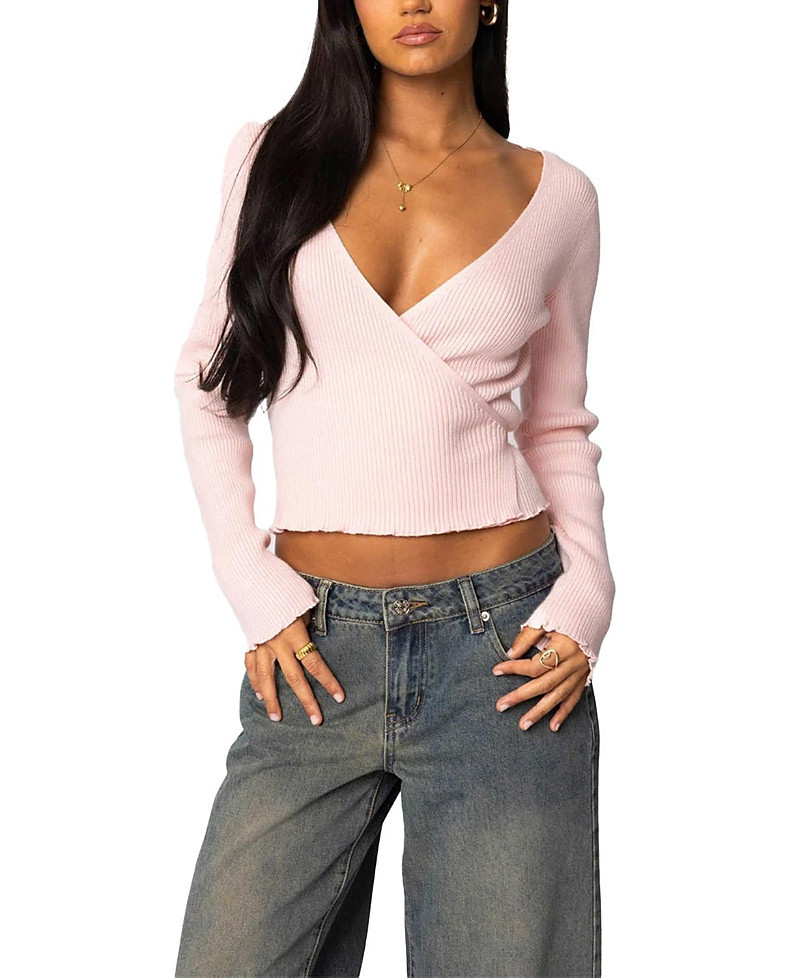 Edikted Paden Ribbed Knit Wrap Top | Bloomingdale's (US)