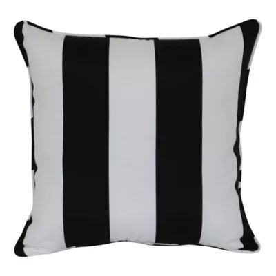 W Home™ Cabana Stripe Square Indoor/Outdoor Throw Pillow in Black/White | Bed Bath & Beyond | Bed Bath & Beyond
