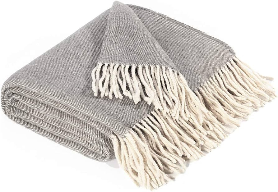 Farridoro 100% Wool Throw Blankets 51Inches with 67Inches All Season Use Soft Fringe Camping Chai... | Amazon (US)