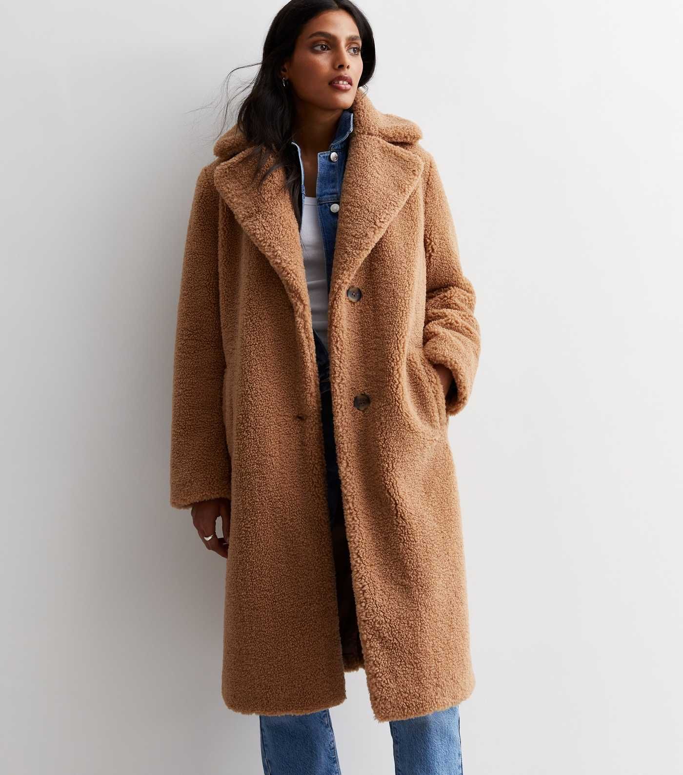 Tan Teddy Long Coat | New Look | New Look (UK)