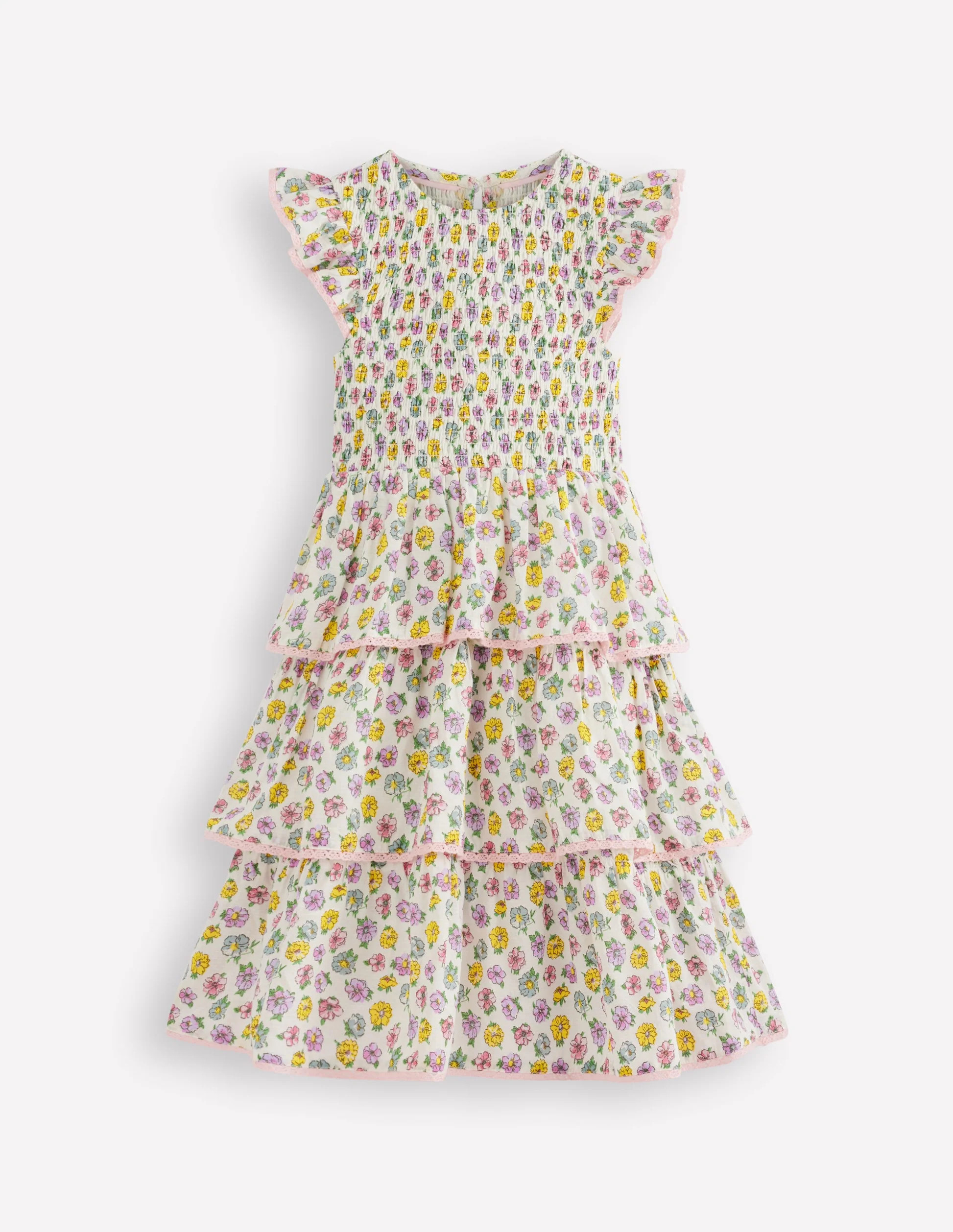 Tiered Lace Woven Dress-Soft Ivory Rosa | Boden (US)