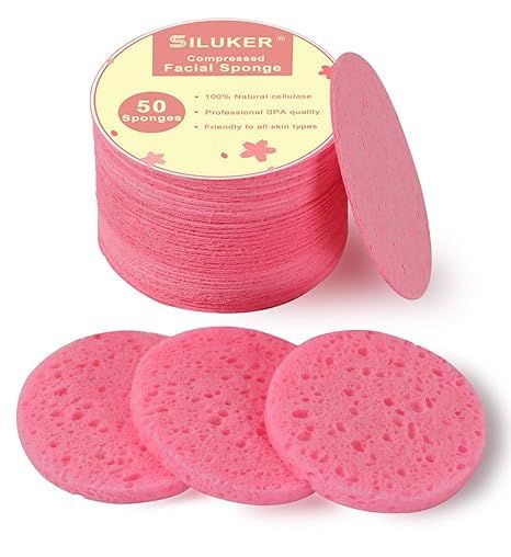 50-Count Compressed Facial Sponges for Daily Cleansing and Gentle Exfoliating, 100% Natural Cellu... | Amazon (US)