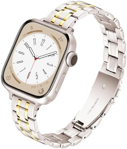 G-ficu Slim Metal Band for Apple Watch Bands for Women 41mm 40mm 42mm(S10/11) 38mm iWatch Bands, ... | Amazon (US)