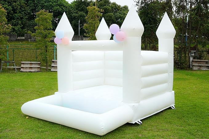 Inflatable White Bounce House with Ball Pit,Contain Blower,PVC Kids Bounce Castle,Inflatable Boun... | Amazon (US)