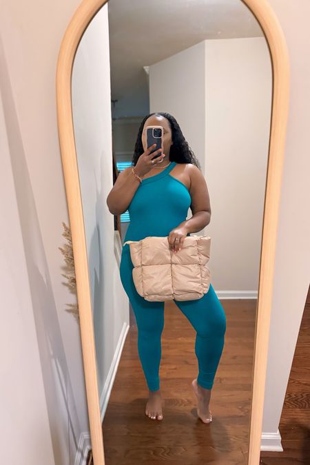 Spring vibes in my ribbed yoga jumpsuit. Color is green and I grabbed in two others. This puffer bag might be my spring go-to 🌸 #stpatricksday #springoutfit

#LTKmidsize #LTKfindsunder50 #LTKstyletip