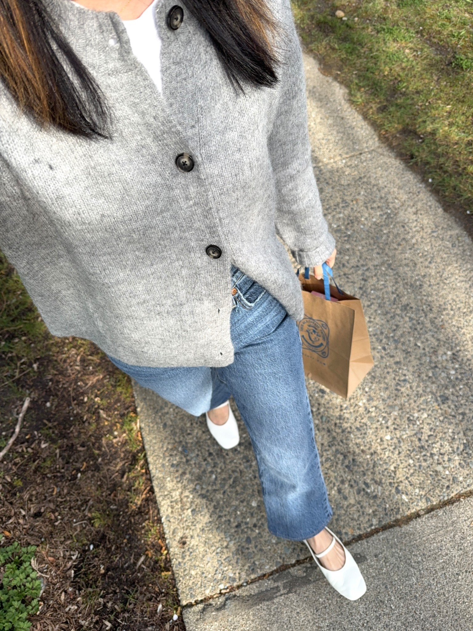Everlane cardigan. TTS. In a small
Levi’s jeans. TTS. Had them hemmed 
Everlane flats 

#LTKspring #LTKcanada