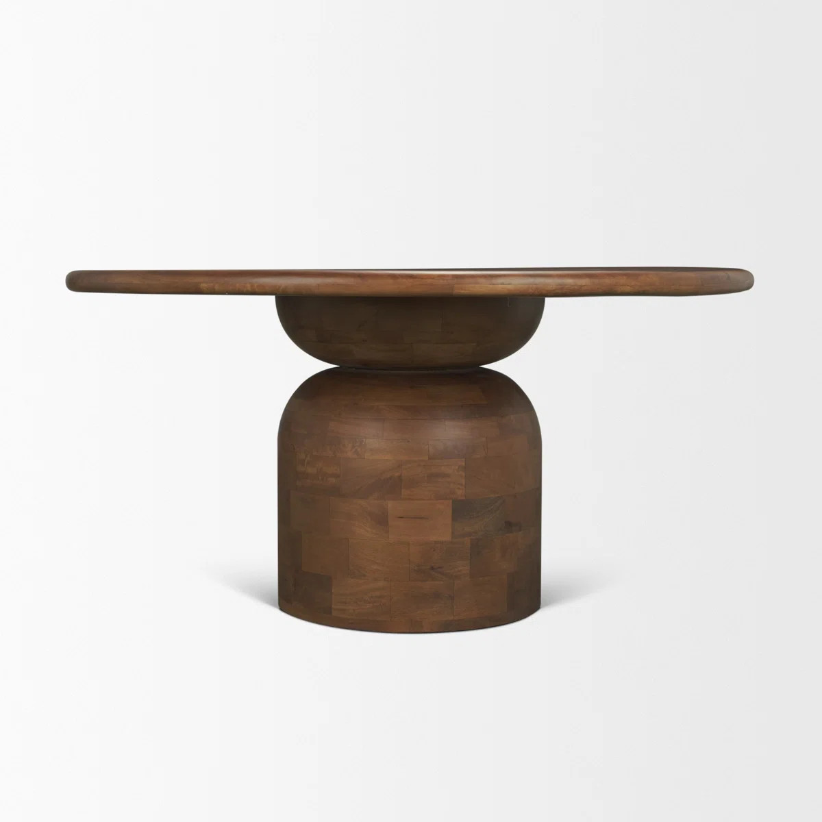 Heatherton 60" Warm Mid-Brown Wood Stacked Pedestal Base Round Dining Base | Wayfair North America