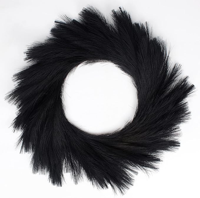 Pampas Grass Wreath, 24" Pampas Grass Wreath for Front Door, Black Faux Pampas Wreath, Artificial... | Amazon (US)